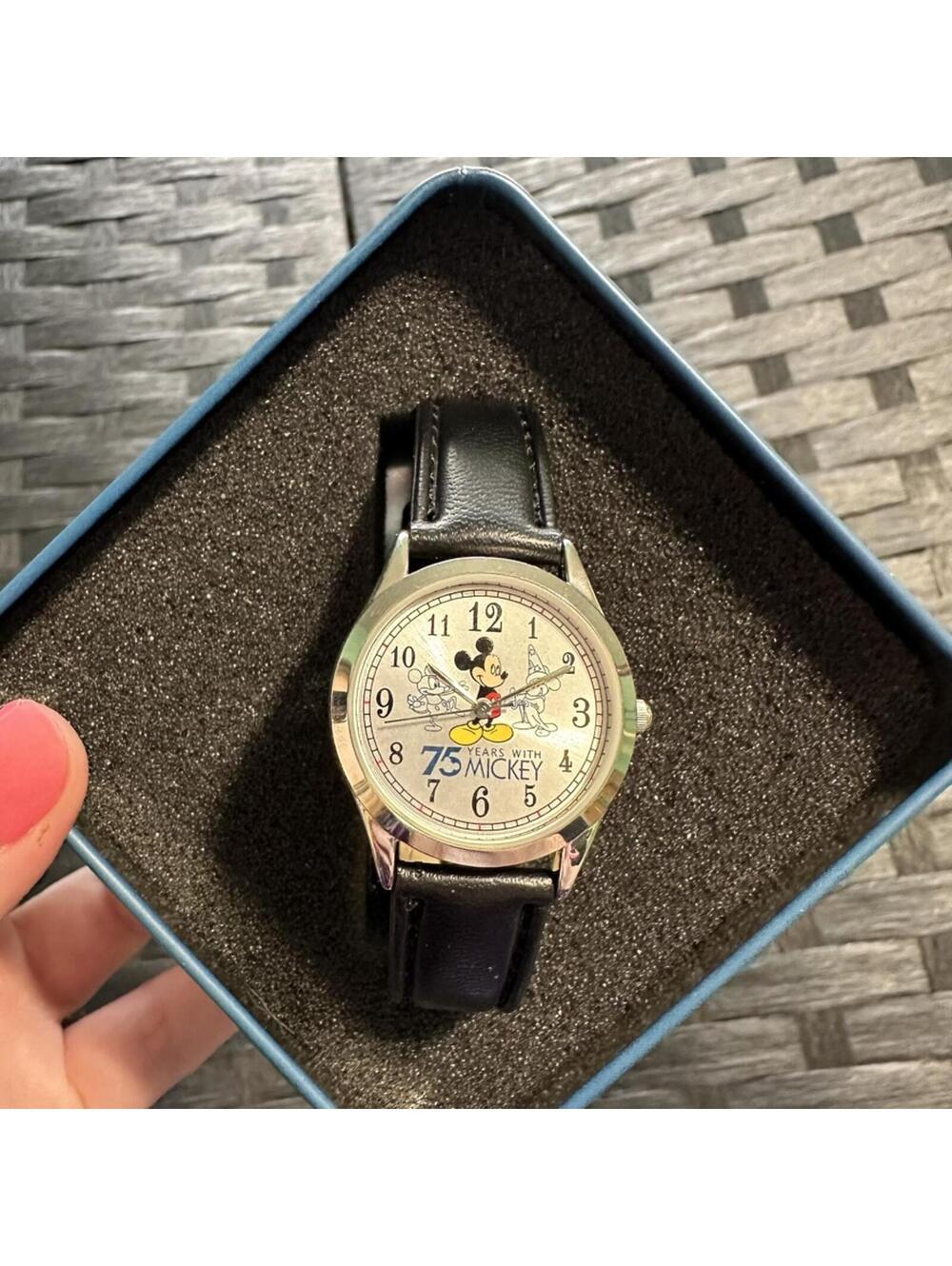 75 Years With Mickey Commemorative Watch with Black Leather Strap
